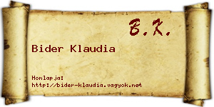 Bider Klaudia névjegykártya